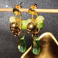 orecchini cristallo,giada verde,oro,acciaio