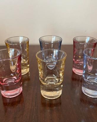 Set di 6 shottini multicolor vintage anni 70