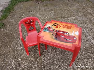 Tavolo giardino rosso con 2 sedie 