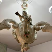 Lampadario e due abat jour CAPODIMONTE