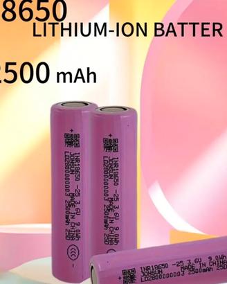 Batteria litio 18650 2500 mha 1 copia 2 pz