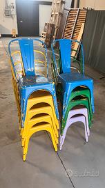 Dieci sedie Tolix in blocco vari colori