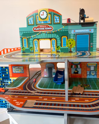 Set stazione treno legno compatibile duplo