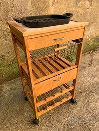 Carrello portafrutta, porta bottiglie con Cassetto