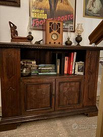 Credenza libreria in legno massiccio stile rustico