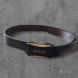 Cintura uomo nera con fibbia automatica in metallo