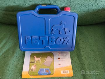valigetta con contenitore acqua e ciotole cani