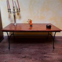 Tavolino rettangolare in legno e ferro 