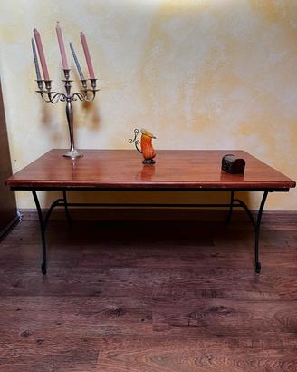 Tavolino rettangolare in legno e ferro 