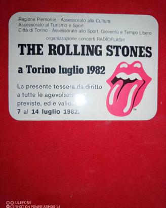 Rolling Stones Torino 1982 tessera servizi 
