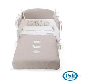 Lettino "Birillo" Pali color tortora + Set tessile