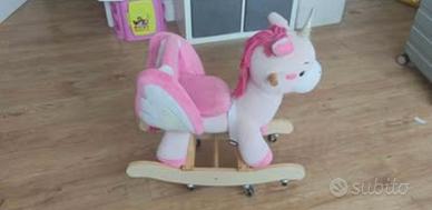 Unicorno dondolo labebe  su ruote