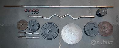 Set palestra completo - dischi, bilancieri e panca