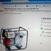 MOTOPOMPA A SCOPPIO HONDA WT 30 PER ACQUE NERE