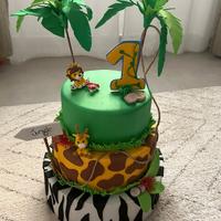 Torta compleanno e decorazioni Safari