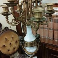 Antico candelabro ottone e alabastro a 7 braccia