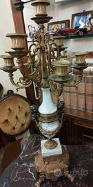 Antico candelabro ottone e alabastro a 7 braccia