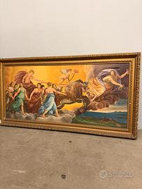 Antico dipinto olio su tela "Il carro del Sole"