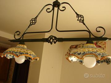LAMPADARIO CON PIATTI CERAMICA DI CALTAGIRONE