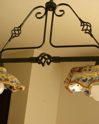 LAMPADARIO CON PIATTI CERAMICA DI CALTAGIRONE