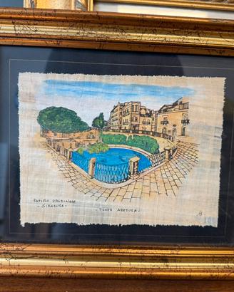 2 quadri su papiro originale Siracusa