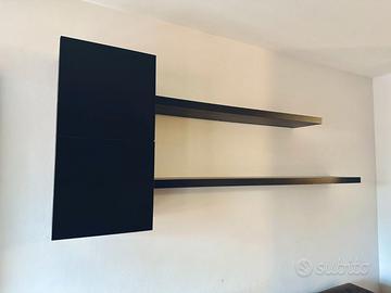 Mobile salotto pensile e mensole - color wengé