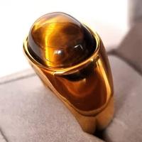 Anello in bronzo dorato e Occhio di Tigre naturale