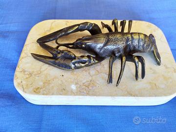 Scultura in bronzo di ARAGOSTA su base di marmo