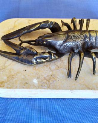 Scultura in bronzo di ARAGOSTA su base di marmo