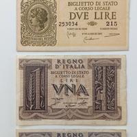 25#. Banconote 1 e 2 lire.