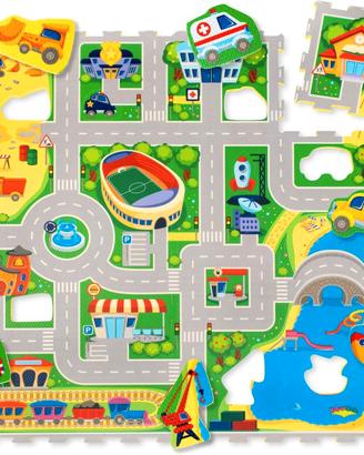 Tappeto Puzzle Bambini Città 120x120 cm 16 Mattone