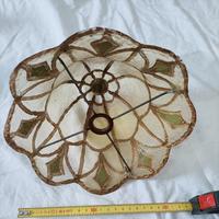 lampadario vintage in vetro madre perla e ottone