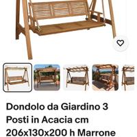Dondolo tre posti  iegno di acacia modello cosma