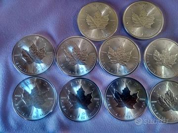 10 MAPLE LEAF 2025  - OZ 1x10  PURO ARGENTO 999,9.