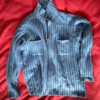 Giacca maglione cashmere artigianale blu XL triplo