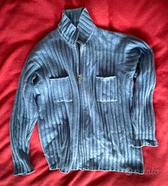 Giacca maglione cashmere artigianale blu XL triplo