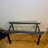 Tavolino artigianale in ferro battuto e vetro