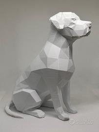 Dogo Argentino Low Poly 15 cm –Scultura Decorativa