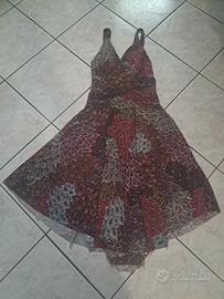Abito lungo boho chic a spicchi elastico- S