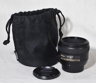 Nikon AF-S 50mm f/1.4 G, tappi originali e sacca