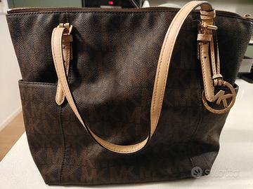 Borsa a tracolla MK per donna, marrone scuro