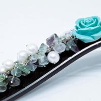 bracciale in argento 925,fluorite e perle naturali