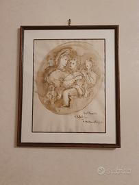 Quadro antico stile Madonna di Raffaello 54x44