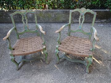 Coppia di poltroncine laccate stile Veneziano 