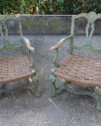 Coppia di poltroncine laccate stile Veneziano 