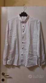 Camicia bianca elegante uomo slim fit manica lunga