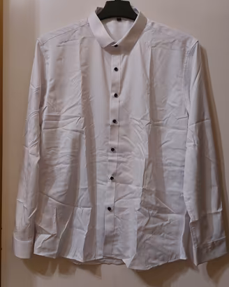Camicia bianca elegante uomo slim fit manica lunga