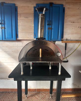 Forno ibrido gas/legno per pizze