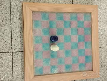 PREGIATA SCACCHIERA IN VETRO-LEGNO COMPLETA