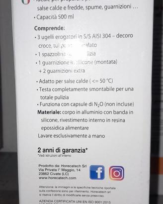 Sifone Horecatech panna e spume
